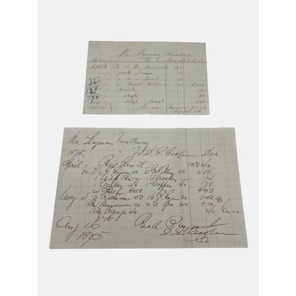 Other - Antique Handwritten Receipts For Lyman Treadway 1863 & 1870 Connecticut